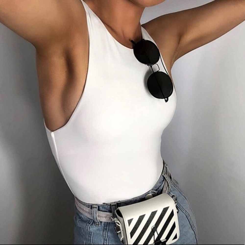 Zara white sleeveless halter neck leotard
